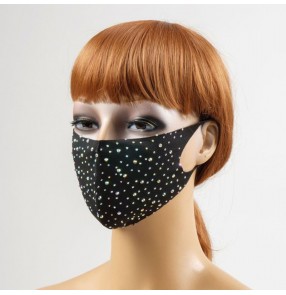 3pcs bling reusable face masks rhinestones glitter dust proof protective mouth masks for unisex